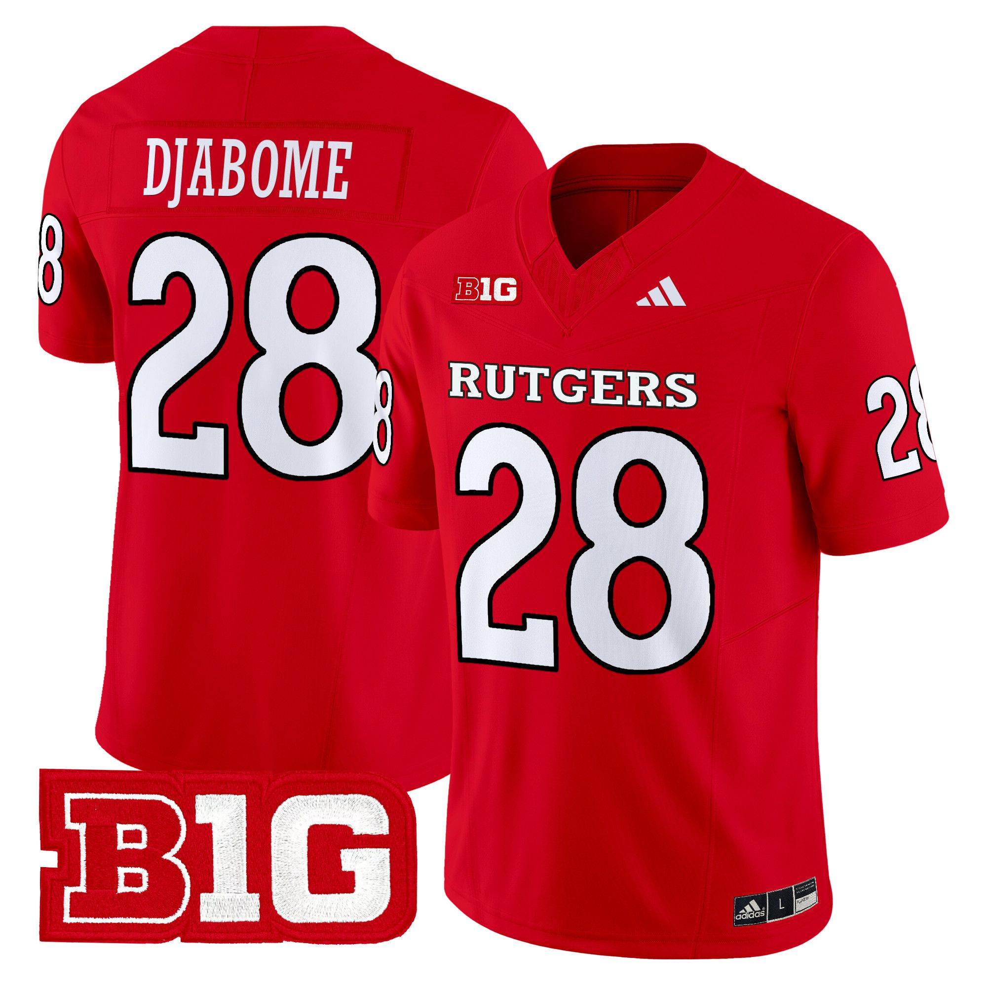 Men Rutgers Scarlet Knights #28 Djabome Red 2024 Vapor Limited NCAA Jersey style 1